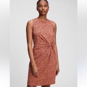 GAP Knot-Waist Dress Sleeveless Brown pink Leopard Print comfy Dress women S NWT
